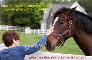 LadyTouchingHorse 300x197 Making Progress With Your Horse When Time Is Limited
